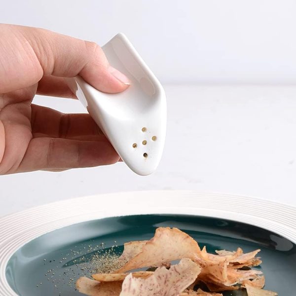 123Arts Ceramic Salt and Pepper Shaker Toothpick Holder with Tray, Set of 4 - Image 5