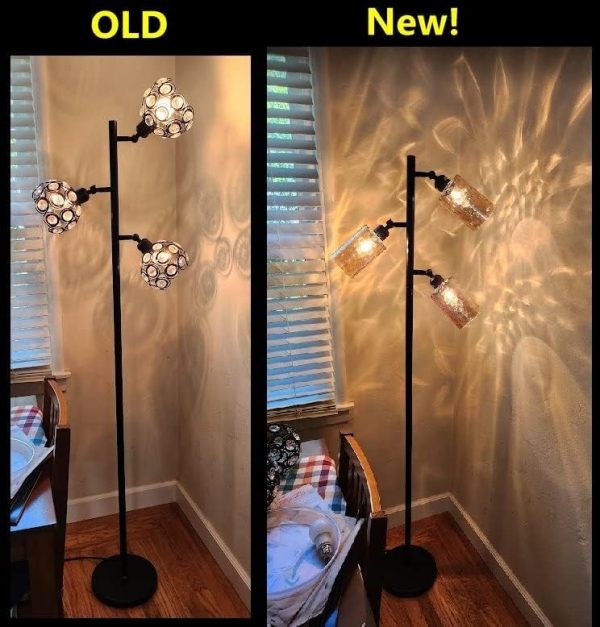 3 Pack Amber Hammered Glass Lamp Shade Replacement, 6" Tall, Water Ripple Cylinder Glass Lighting Fixture Lampshade Globe Cover for Chandelier Pendant Light Wall Sconce, 1-5/8 Inch Fitter - Image 4