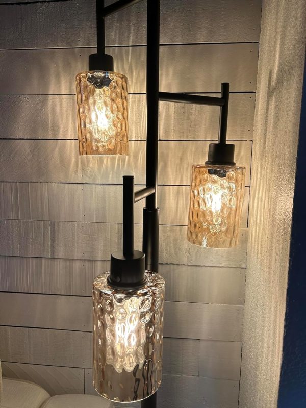 3 Pack Amber Hammered Glass Lamp Shade Replacement, 6" Tall, Water Ripple Cylinder Glass Lighting Fixture Lampshade Globe Cover for Chandelier Pendant Light Wall Sconce, 1-5/8 Inch Fitter - Image 6