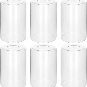 6 Pack Clear Glass Shades Replacement,5.51in Height,3.94in Diameter,1.65in Fitter,High Transmittance Cylinder Glass Lampshade Replacement for Pendant Light Floor lamps Chandelier Wall Sconces
