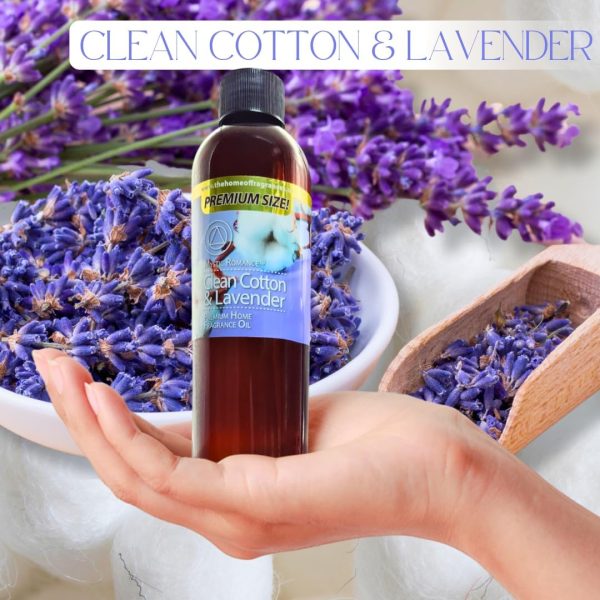 8oz and 2oz Lavender Fragrance Oil Set by Mystic Romance (Two Bottles, one with Dropper) for Ultrasonic Diffuser, Oil Burners, and Potpourri (Pack of 2, Clean Cotton & Lavender) - Image 2