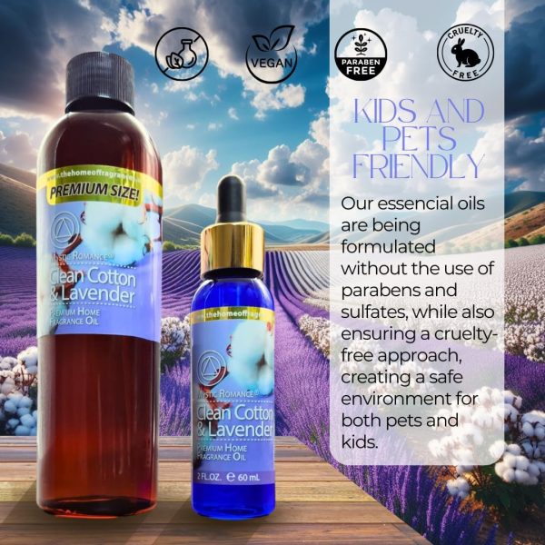 8oz and 2oz Lavender Fragrance Oil Set by Mystic Romance (Two Bottles, one with Dropper) for Ultrasonic Diffuser, Oil Burners, and Potpourri (Pack of 2, Clean Cotton & Lavender) - Image 5