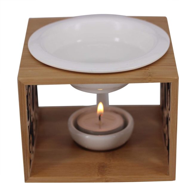 Ceramic Essential Oil Burner Diffuser,Hollowing Floral Tea Light Holder Aromatherapy Oil Warmer, Holiday Home Decoration Valentine (Auspicious Cloud) - Image 3