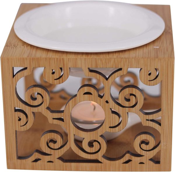 Ceramic Essential Oil Burner Diffuser,Hollowing Floral Tea Light Holder Aromatherapy Oil Warmer, Holiday Home Decoration Valentine (Auspicious Cloud) - Image 4