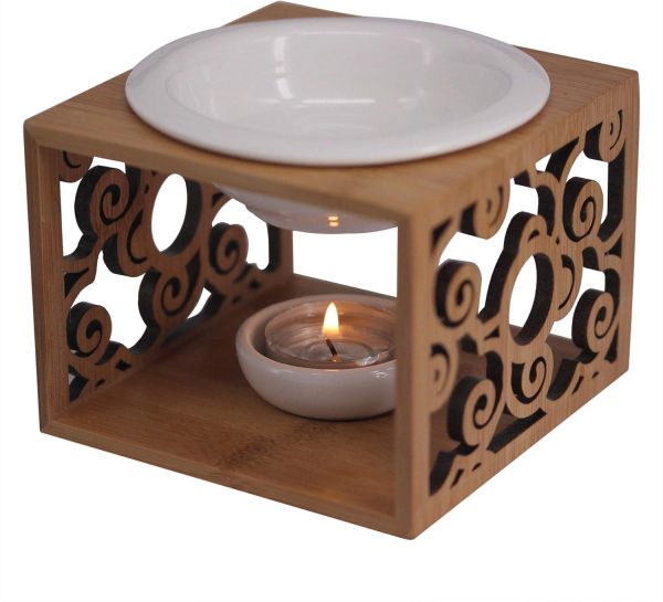Ceramic Essential Oil Burner Diffuser,Hollowing Floral Tea Light Holder Aromatherapy Oil Warmer, Holiday Home Decoration Valentine (Auspicious Cloud) - Image 6