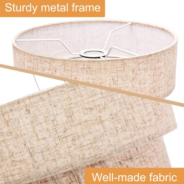 EDISLIVE 3-tier Drum Linen Lamp Shade for Pendant Lamp Floor Lamp Chandelier Replacement Shade Clip on Bulb Classic Round Lampshade Cover Only - Image 3