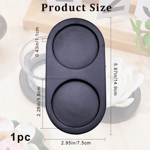 GORGECRAFT Black Wooden Salt and Pepper Mill Tray Acacia Wood Tray Peper Mill Holder Mills & Shakers Salt & Pepper Grinder Rest for 2 Mills Accessories Kitchen Storage Holder Home Decoration Crafts - Image 2