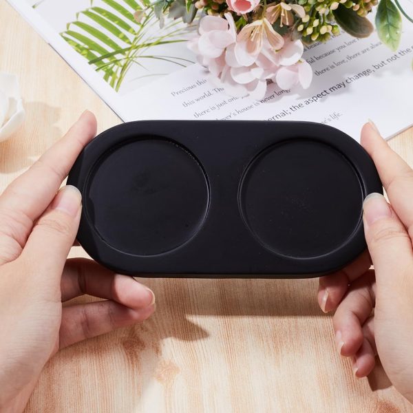 GORGECRAFT Black Wooden Salt and Pepper Mill Tray Acacia Wood Tray Peper Mill Holder Mills & Shakers Salt & Pepper Grinder Rest for 2 Mills Accessories Kitchen Storage Holder Home Decoration Crafts - Image 3