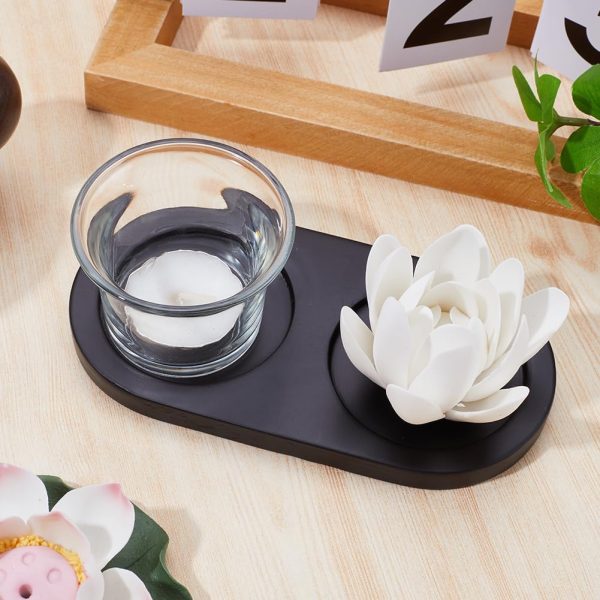 GORGECRAFT Black Wooden Salt and Pepper Mill Tray Acacia Wood Tray Peper Mill Holder Mills & Shakers Salt & Pepper Grinder Rest for 2 Mills Accessories Kitchen Storage Holder Home Decoration Crafts - Image 4