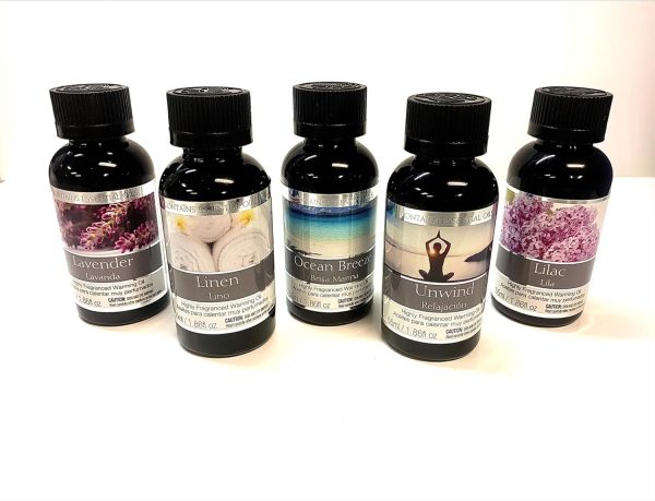 Hosley Set of 5 Assorted Fragrance Warming Oils 55ml Each-Lavender, Linen, Ocean Breeze, Unwind, Lilac. Ideal for spa Meditation Bathroom Wellness - Image 2