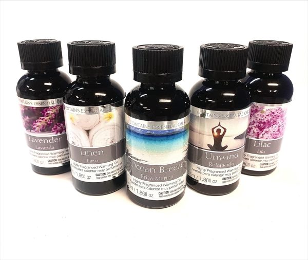Hosley Set of 5 Assorted Fragrance Warming Oils 55ml Each-Lavender, Linen, Ocean Breeze, Unwind, Lilac. Ideal for spa Meditation Bathroom Wellness - Image 5