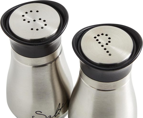 Juvale Stainless Steel Salt and Pepper Shakers Set with Holder, Refillable, Clear Glass Bottoms, Screw-Off Perforated "S" and "P" Caps for Kitchen Table Decor (4oz) - Image 8