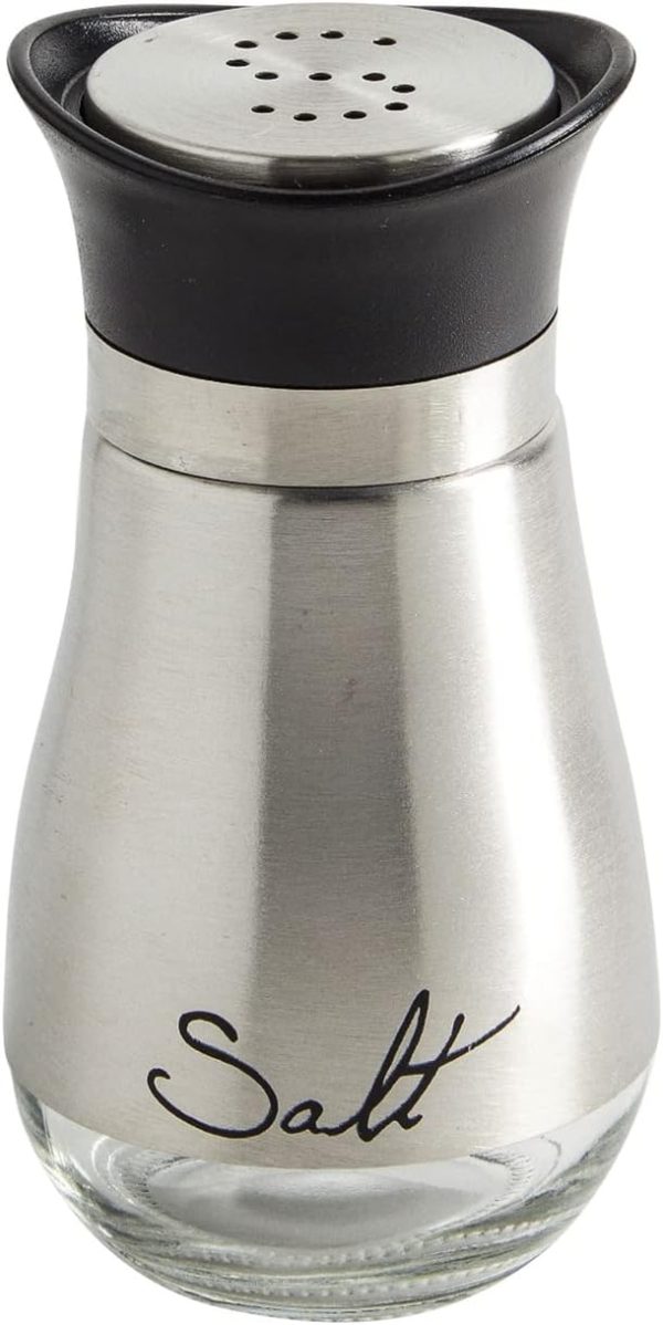 Juvale Stainless Steel Salt and Pepper Shakers Set with Holder, Refillable, Clear Glass Bottoms, Screw-Off Perforated "S" and "P" Caps for Kitchen Table Decor (4oz) - Image 9