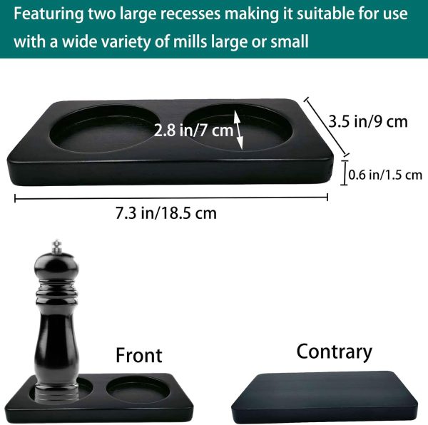 Salt and Pepper Mill Tray, Acacia Wood Pepper Mill Rest, Salt and Pepper Grinder Tray, Mason tray Tray（Inner Dia 5.5cm）fit Many Mills & Shakers (Brown) - Image 2